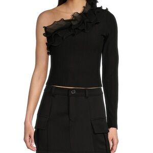 Gianni Bini Black Katie One Shoulder Top